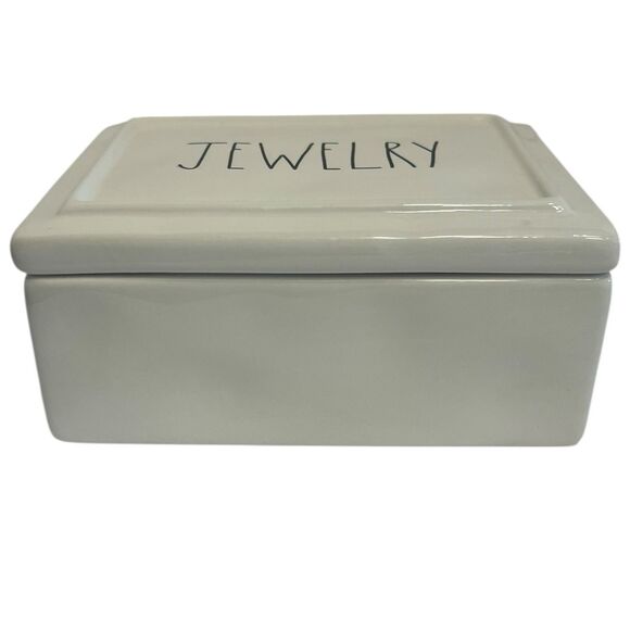 Rae Dunn Jewelry Box Ceramic White Artisan Lid Organizer Gift Discontinued - Picture 8 of 11